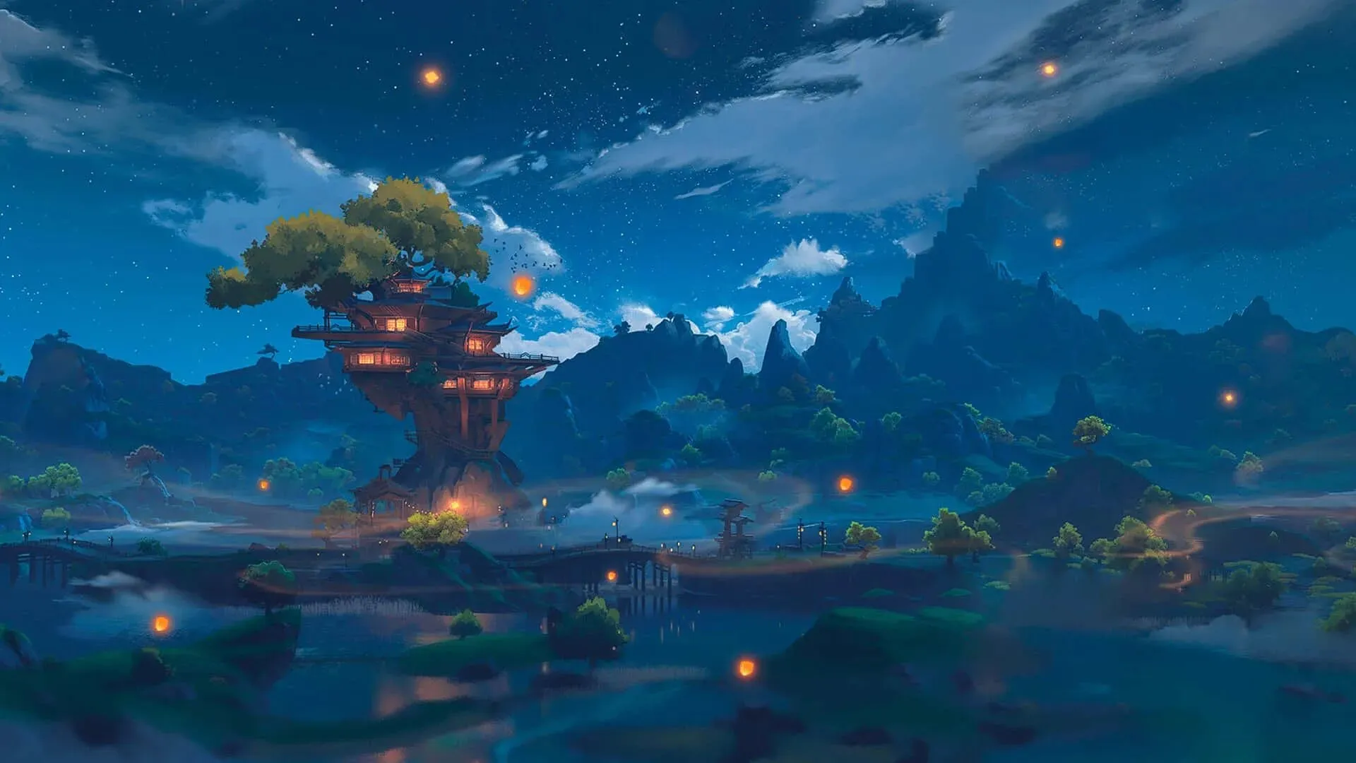 A scenic view from the world of Genshin Impact